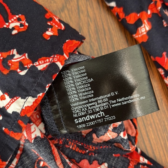 SANDWICH blue and orange print blouse, sz 38 - Picture 5 of 8